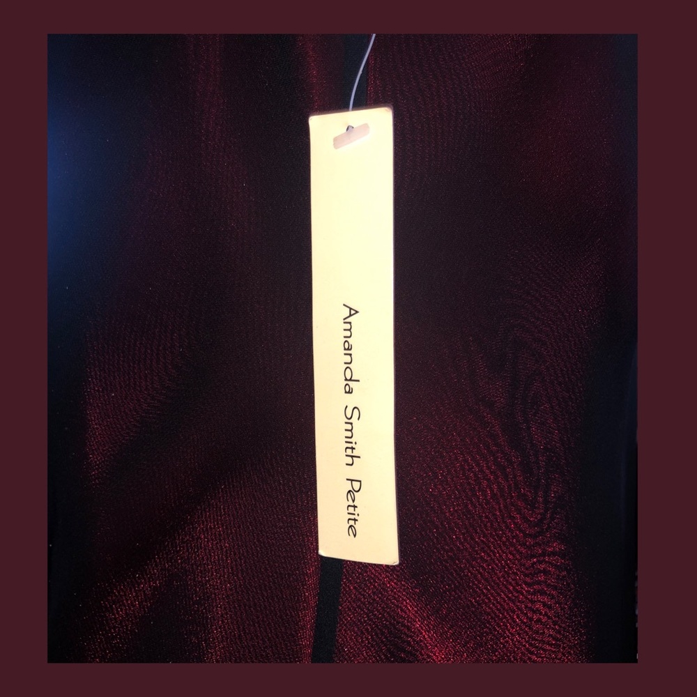 Red Satin Sheen Sequin Semi Formal Layered Petite - Picture 4 of 9